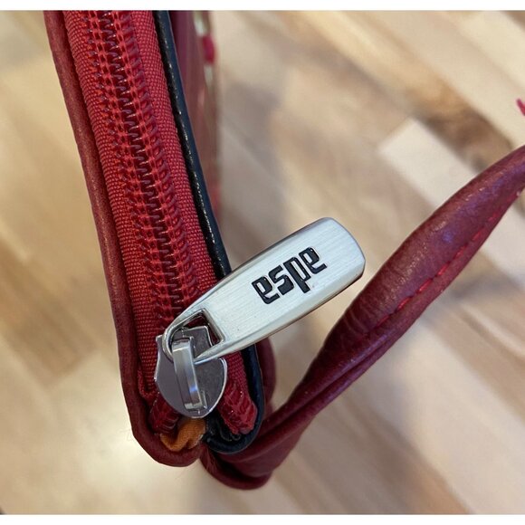 Espe Red Floral Vegan Leather Mini Crossbody Bag With spaghetti Strap & Top Zipp - Picture 6 of 11